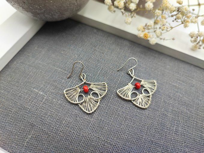 Boucles d'oreilles Éventail rouge