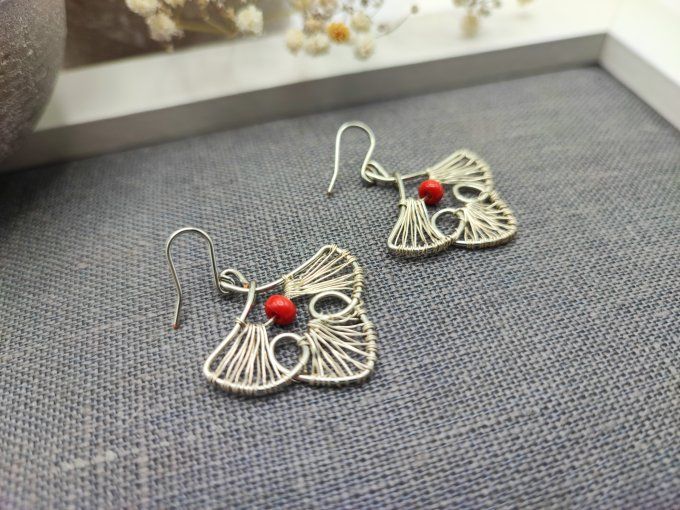 Boucles d'oreilles Éventail rouge