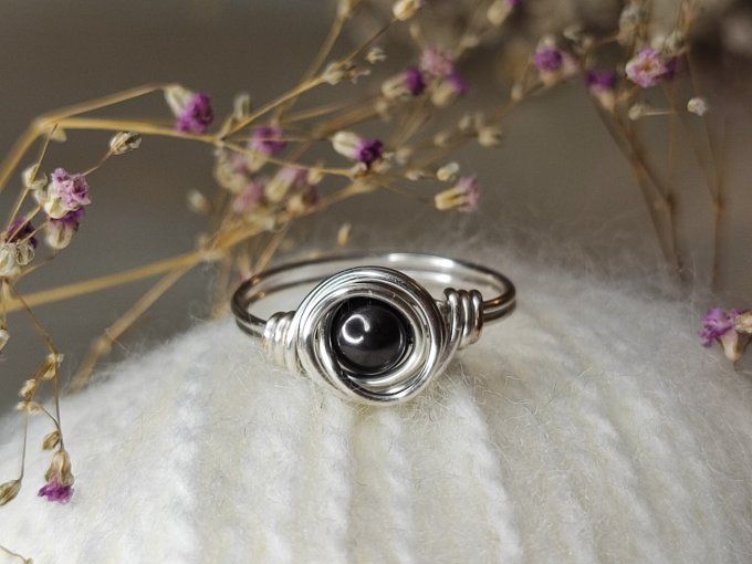 Bague Luna noire nacrée