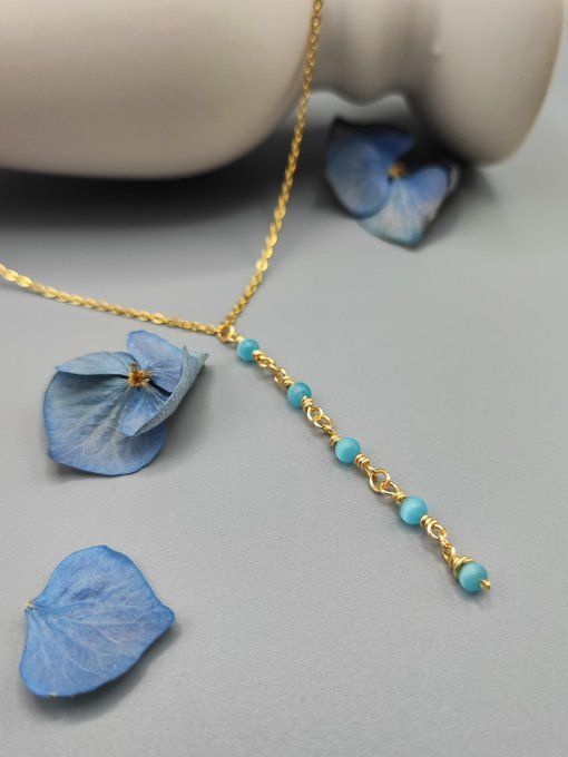 Collier Inès, (doré, turquoise)