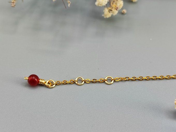 Bracelet Line (doré, cornaline rouge)