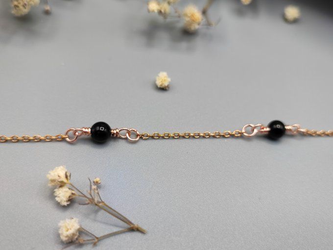 Bracelet Trio (doré rose, noir)