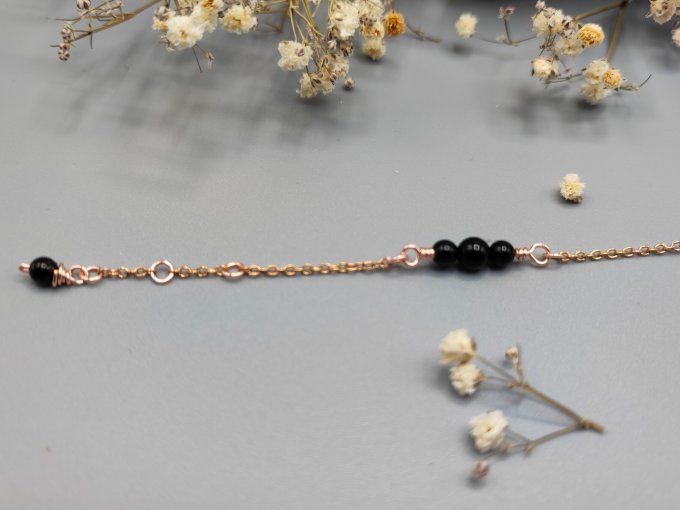 Bracelet Ida (doré rose, noir)