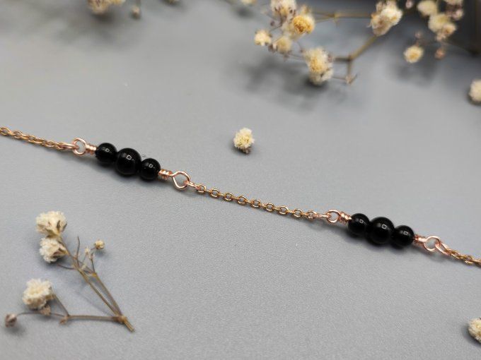 Bracelet Ida (doré rose, noir)