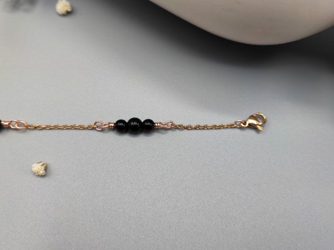 Bracelet Ida (doré rose, noir)