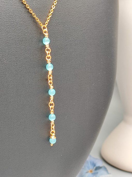 Collier Inès, (doré, turquoise)