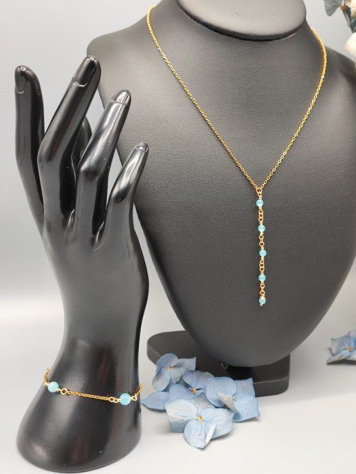 Bracelet Trio (doré, turquoise)