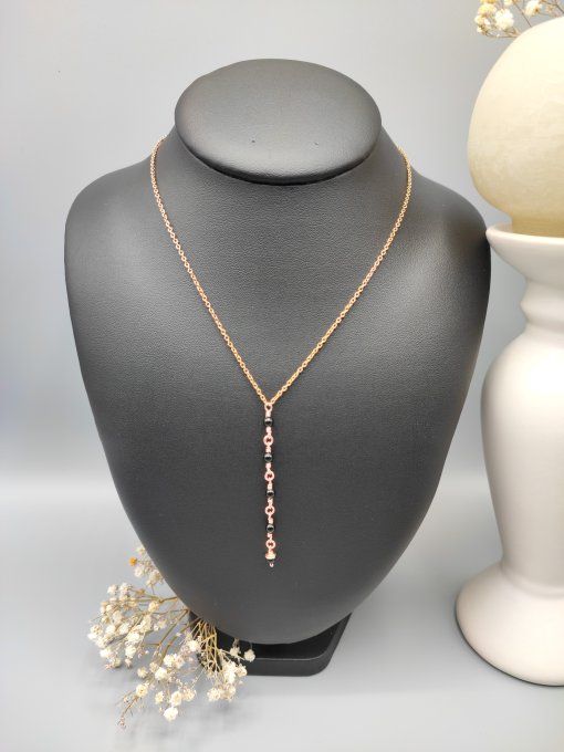 Collier Inès (doré rose, noir)