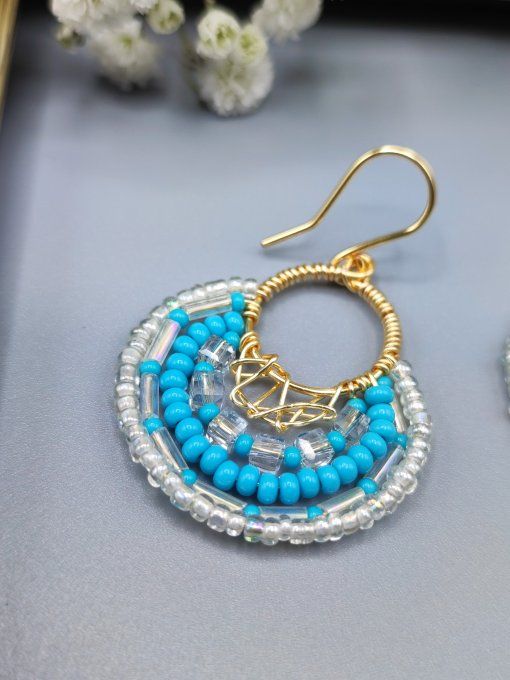 Boucles d'oreilles Bohème turquoise