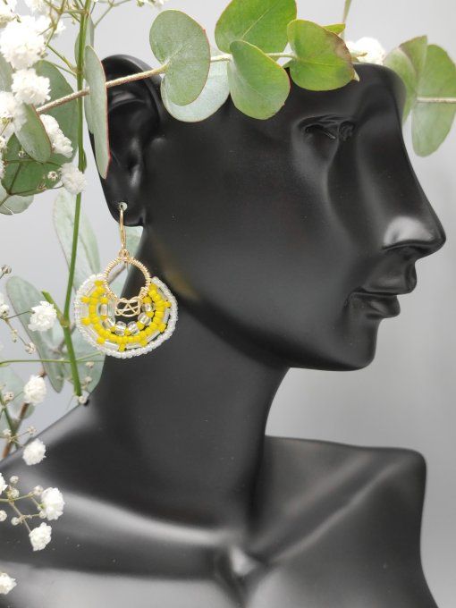 Boucles d'oreilles Bohème jaune mimosa