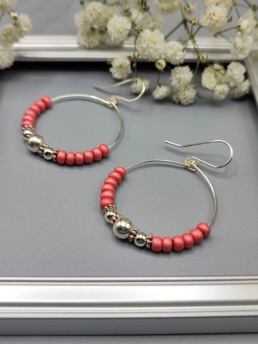 Boucles d'oreilles créoles Hoa rose