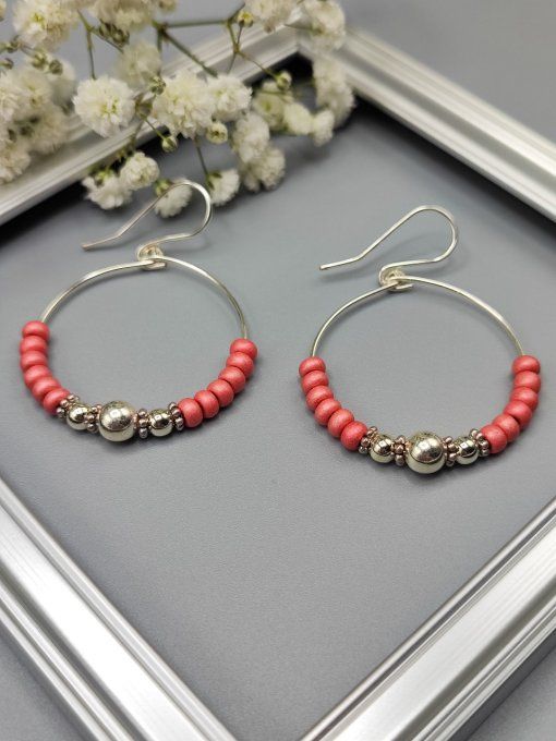 Boucles d'oreilles créoles Hoa rose