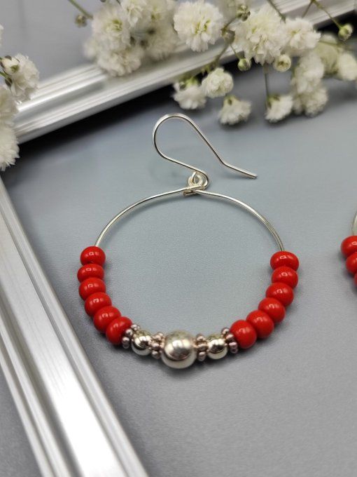 Boucles d'oreilles créoles Hoa rouge