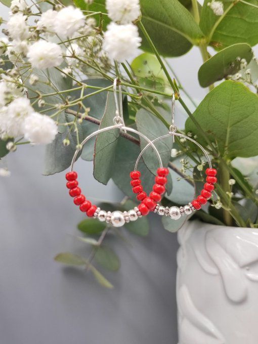 Boucles d'oreilles créoles Hoa rouge