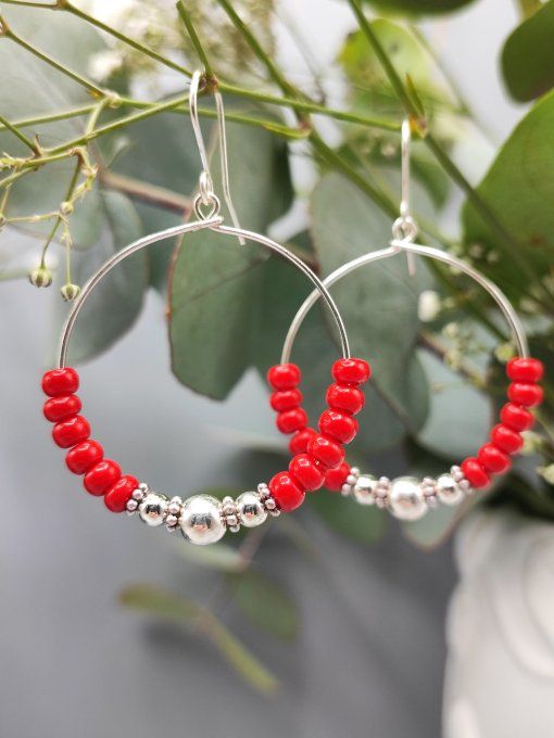 Boucles d'oreilles créoles Hoa rouge